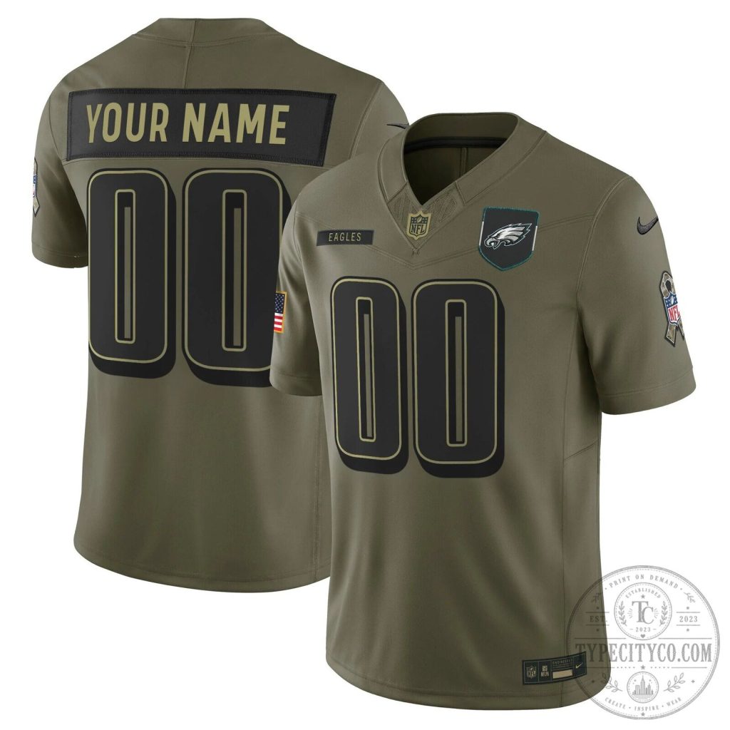 Philadelphia Eagles Salute to Service Military Green Custom Football Jersey Philadelphia Eagles Salute to Service Military Green Custom Football Jersey