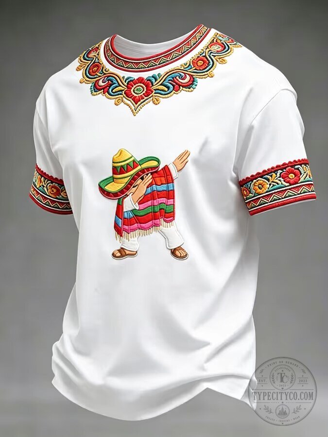 Cinco de Mayo Fiesta Skeleton Dabbing Sombrero Mexican Embroidered T-Shirt 7 Cinco de Mayo Fiesta Skeleton Dabbing Sombrero Mexican Embroidered T-Shirt