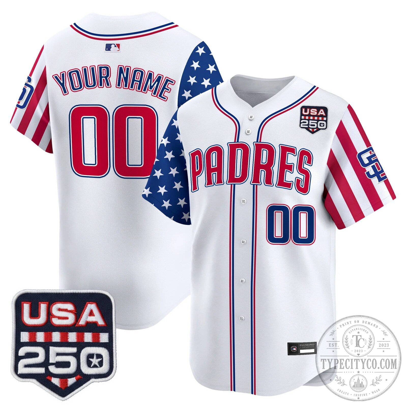 San Diego Padres USA 250th Anniversary Edition Baseball Jersey