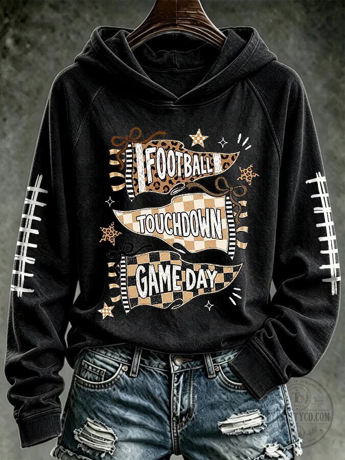 Football Touchdown Game Day Brown Leopard Print Women's Hoodie 7 Football Touchdown Game Day Brown Leopard Print Women