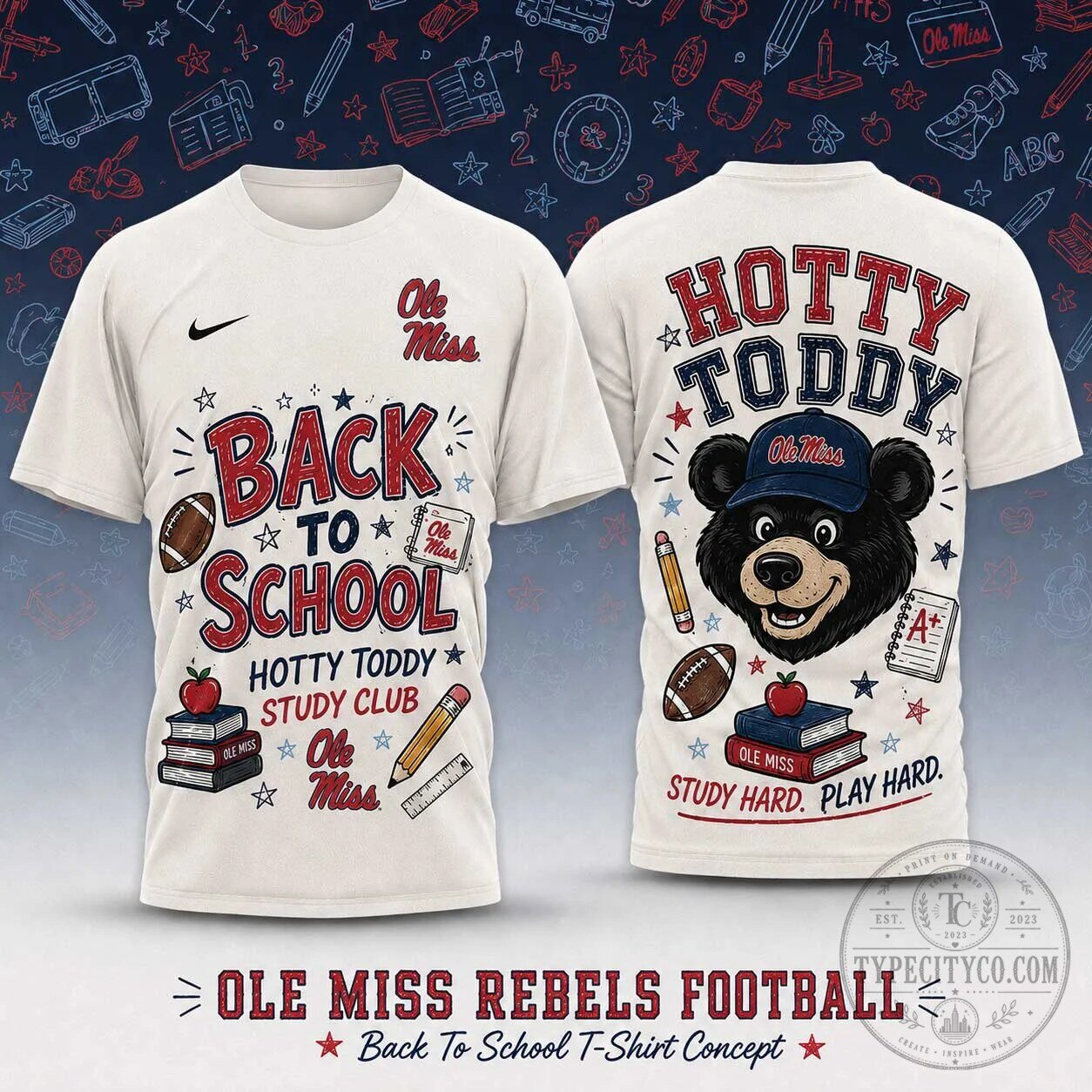 Ole Miss Rebels Back To School Hotty Toddy Study Club T-Shirt