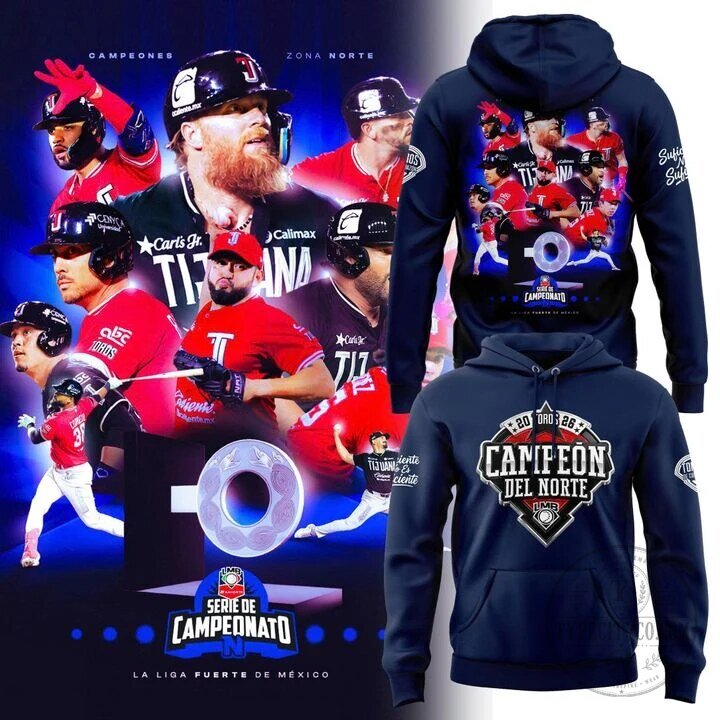 Toros de Tijuana Campeones del Norte 2026 Baseball Team Navy Hoodie