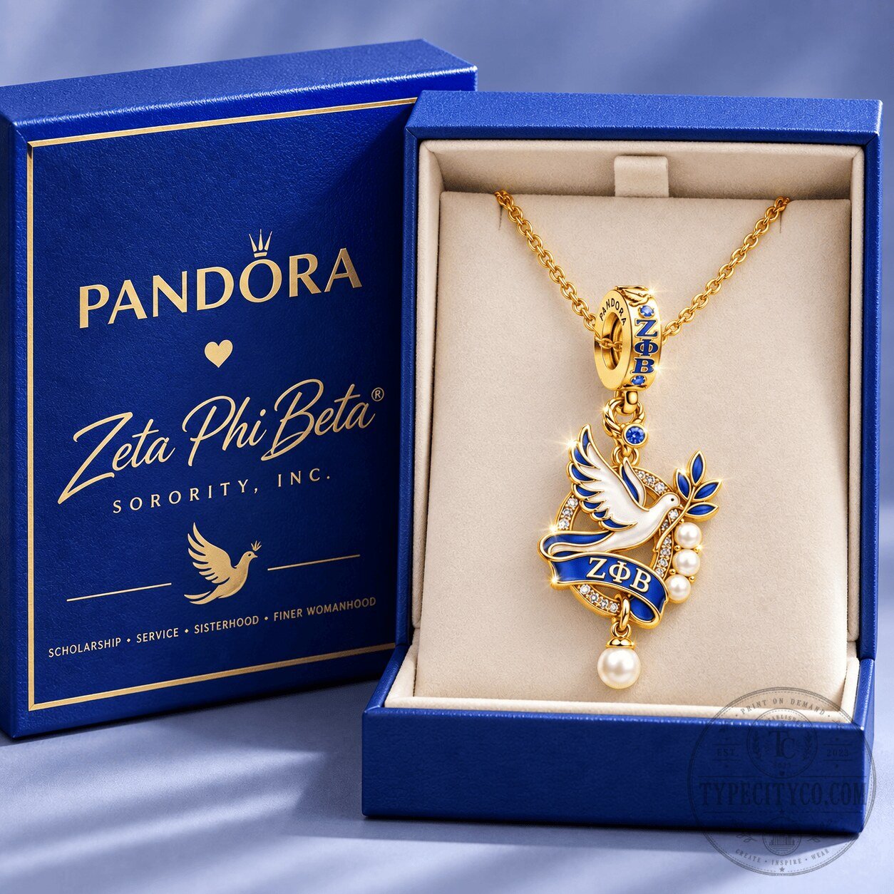 Zeta Phi Beta Sorority Dove and Pearl Pendant Necklace 5 Zeta Phi Beta Sorority Dove and Pearl Pendant Necklace