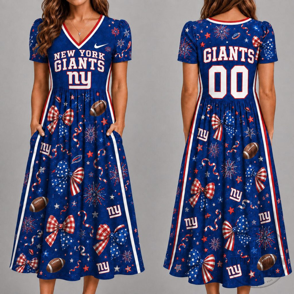New York Giants Football Team Game Day Celebration Dress for Women New York Giants Football Team Game Day Celebration Dress for Women
