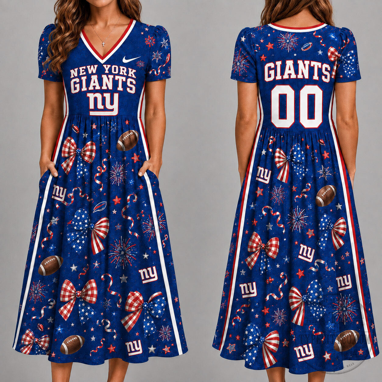 New York Giants Football Team Game Day Celebration Dress for Women