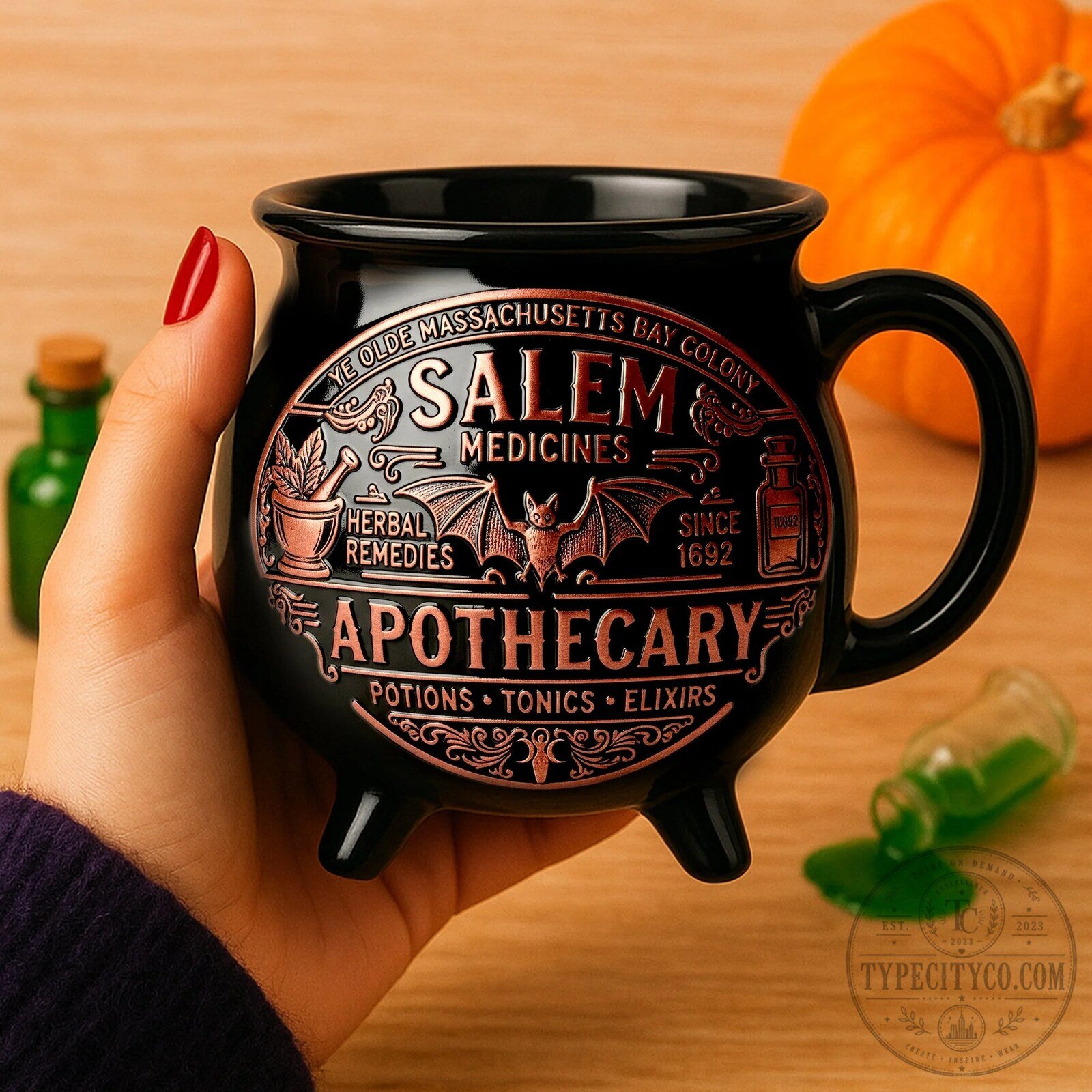 Halloween Lovers Salem Apothecary Cauldron Mug - Witchy Potions Coffee Cup