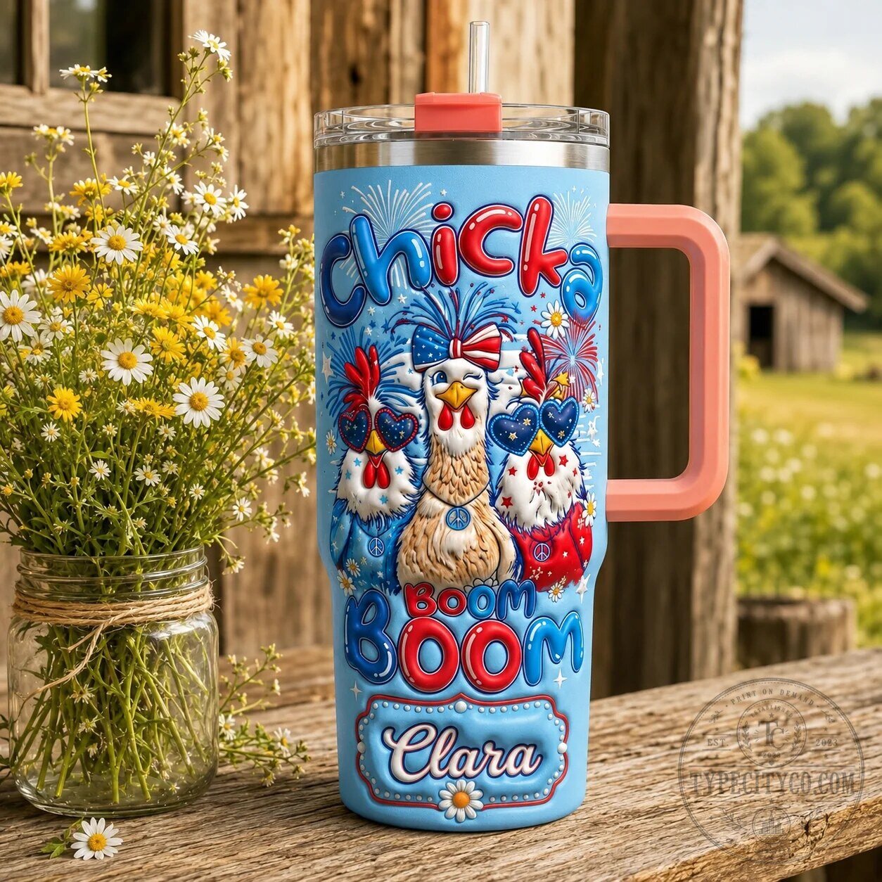 Farmers Chicka Boom Boom Personalized Patriotic Chicken Tumbler 8 Farmers Chicka Boom Boom Personalized Patriotic Chicken Tumbler