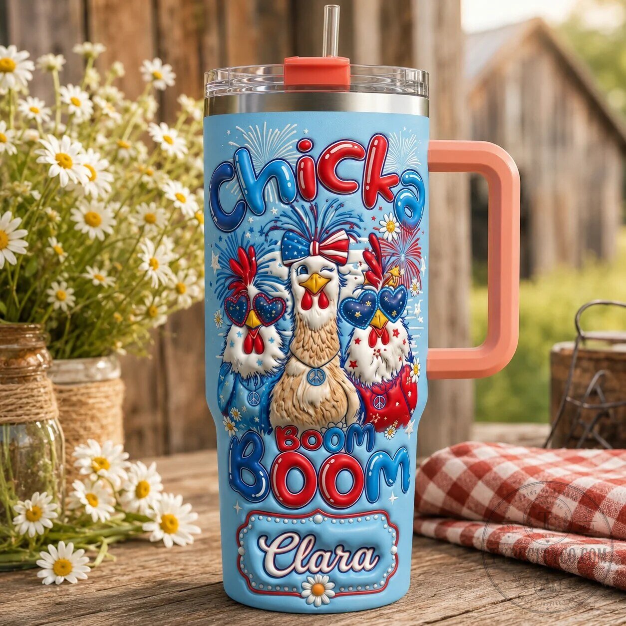 Farmers Chicka Boom Boom Personalized Patriotic Chicken Tumbler 9 Farmers Chicka Boom Boom Personalized Patriotic Chicken Tumbler