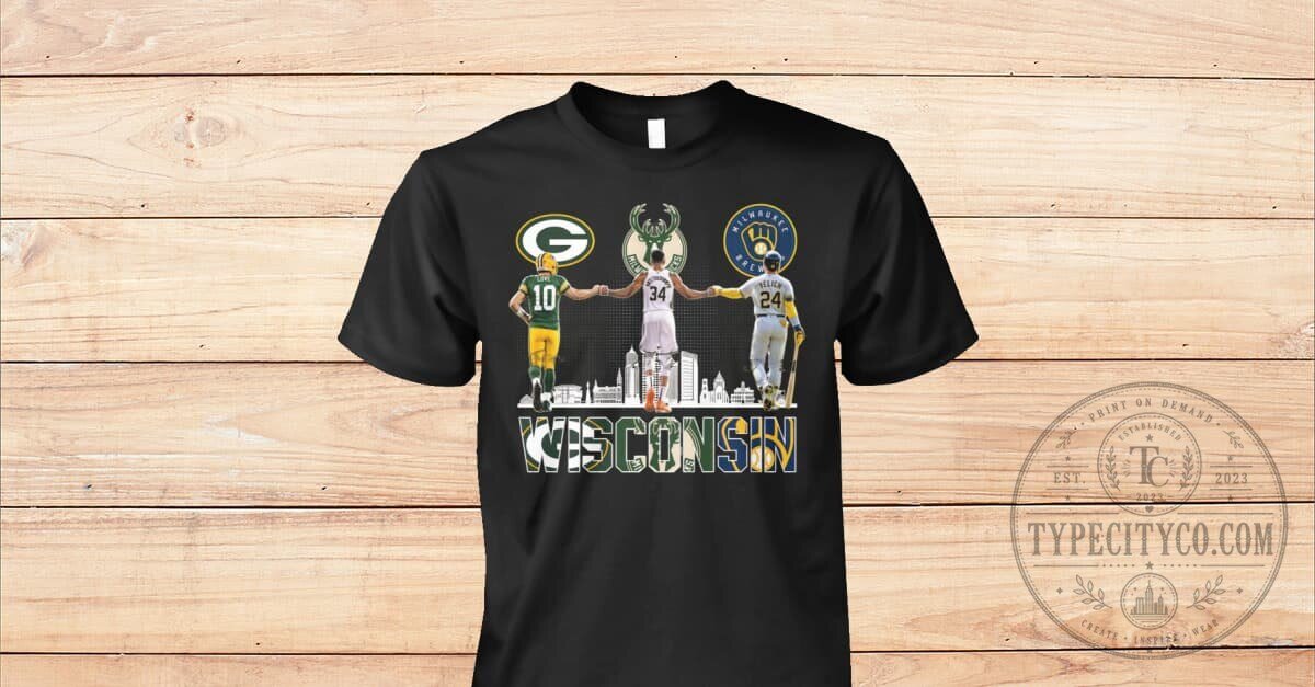 Wisconsin Sports Fan Shirt with Green Bay Packers Milwaukee Bucks Brewers