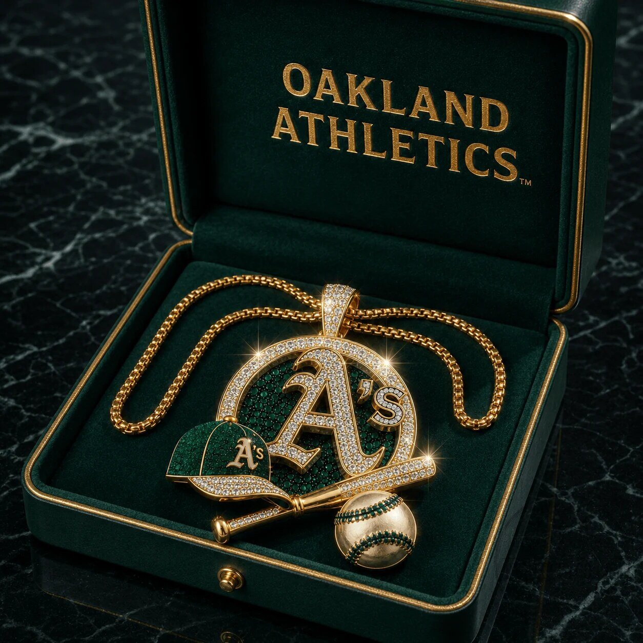 Oakland Athletics Baseball Diamond Pendant Necklace 9 Oakland Athletics Baseball Diamond Pendant Necklace