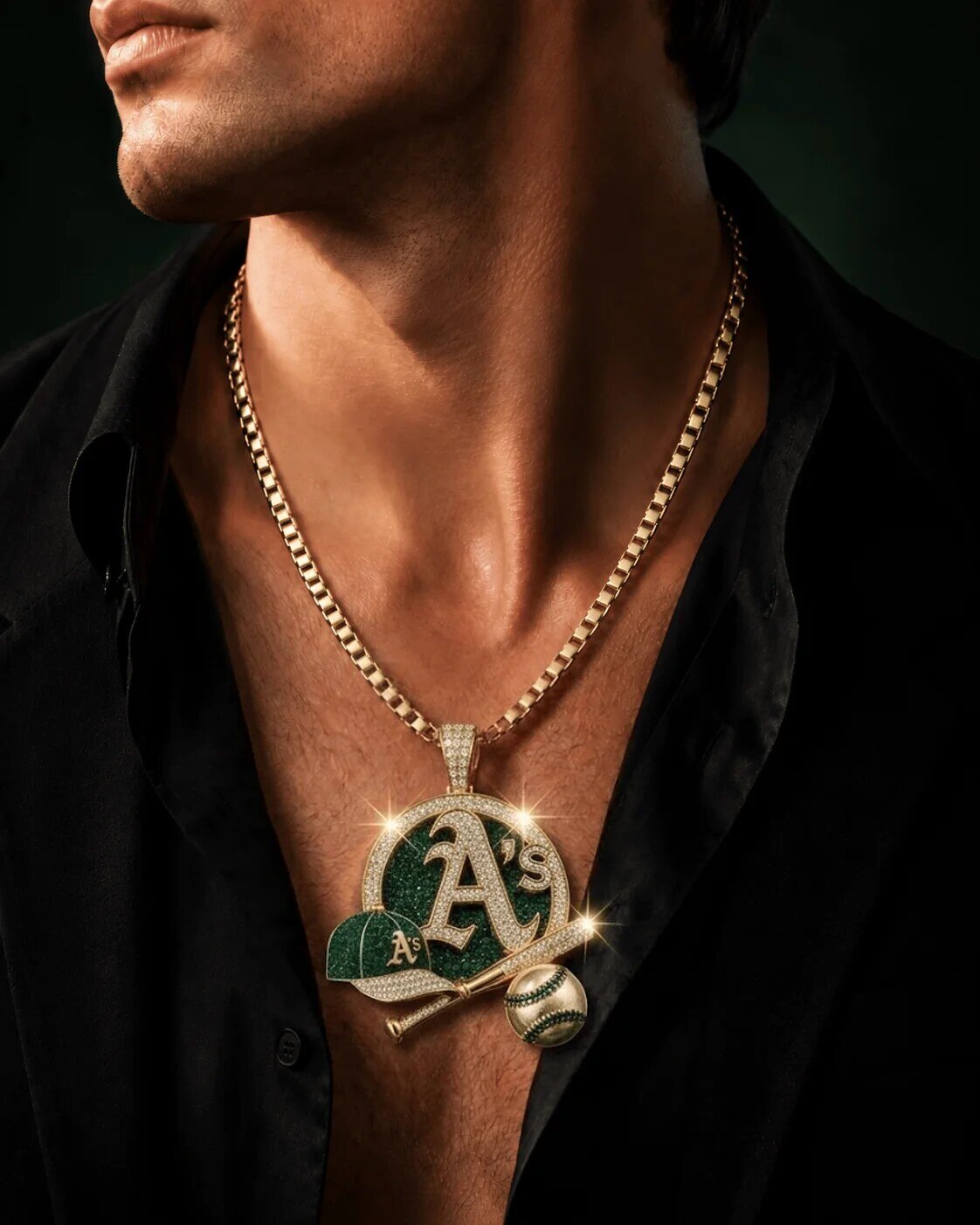 Oakland Athletics Baseball Diamond Pendant Necklace 11 Oakland Athletics Baseball Diamond Pendant Necklace