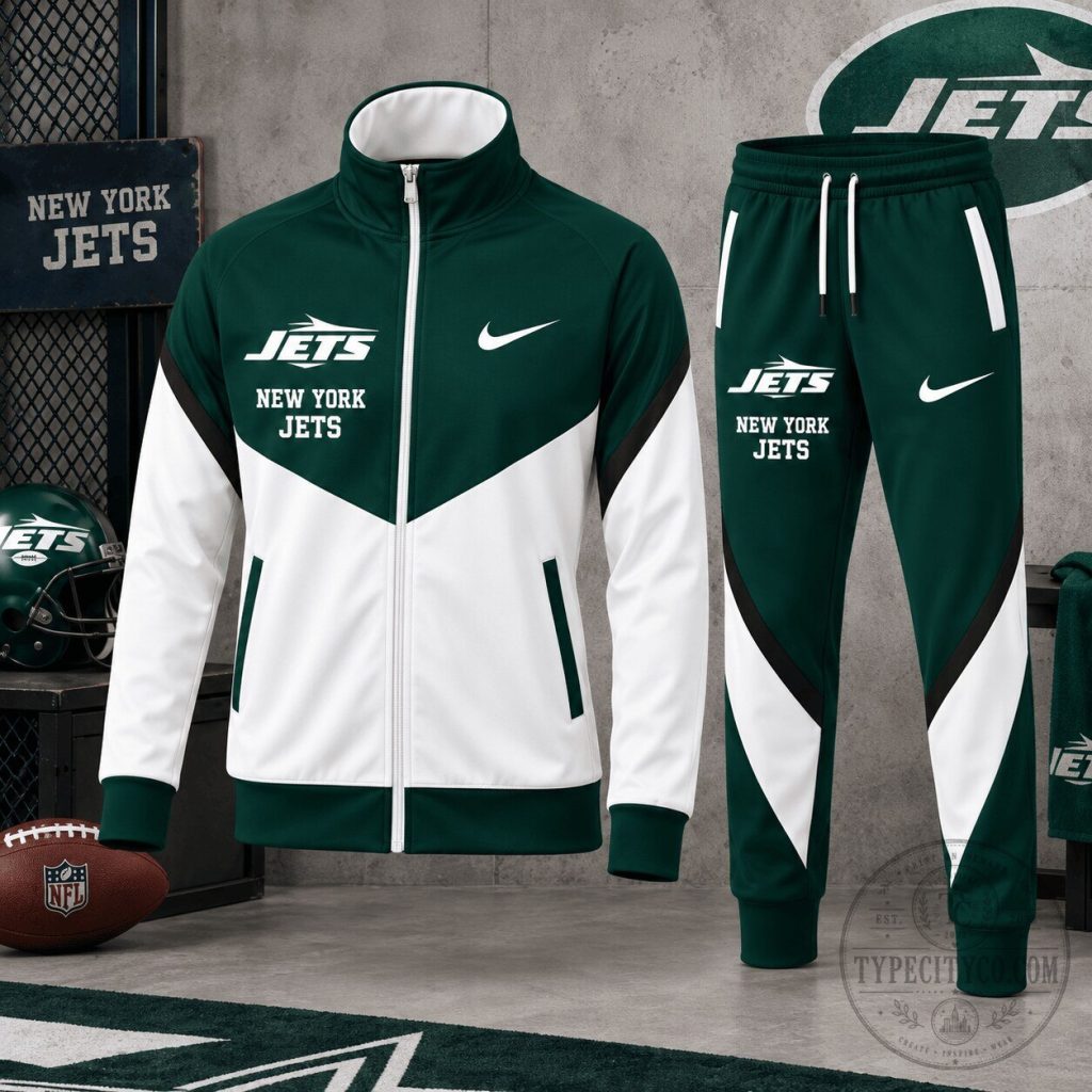 New York Jets NFL Team Color Block Full Zip Tracksuit Set New York Jets NFL Team Color Block Full Zip Tracksuit Set