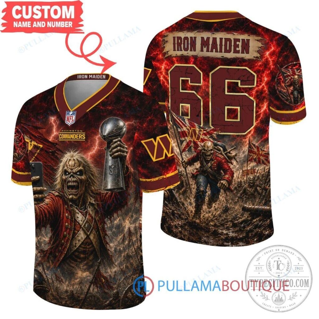 Iron Maiden Eddie The Trooper Washington Commanders Football Jersey Iron Maiden Eddie The Trooper Washington Commanders Football Jersey