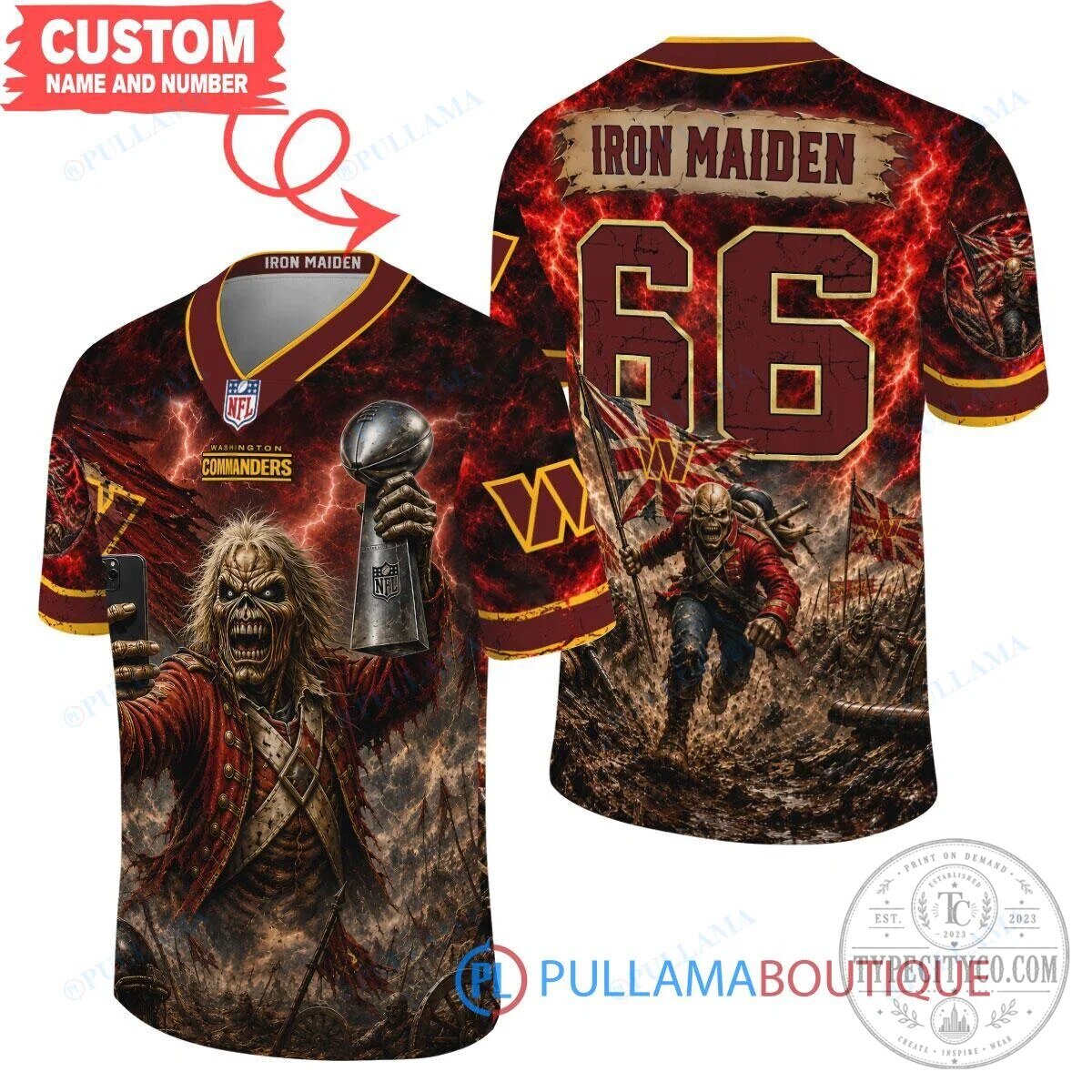 Iron Maiden Eddie The Trooper Washington Commanders Football Jersey