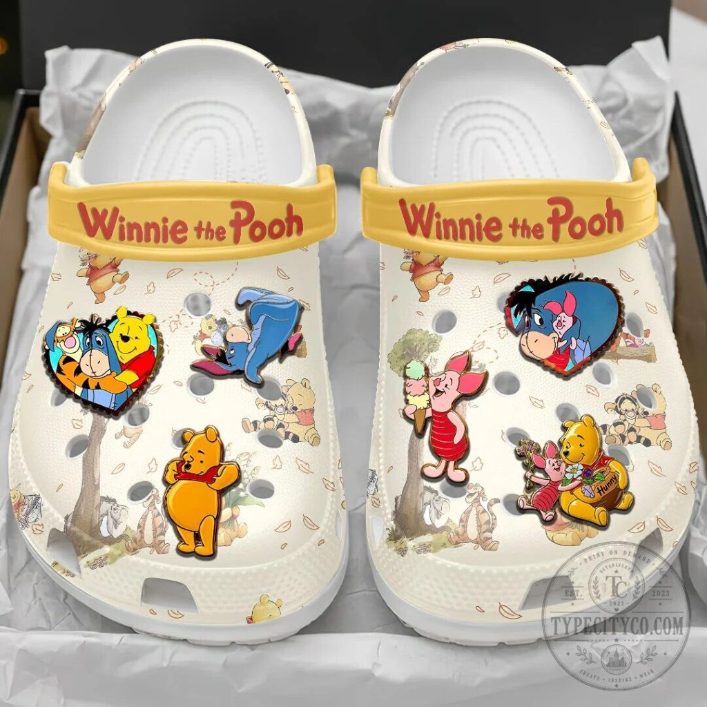 Winnie the Pooh and Friends White Custom Printed Classic Clogs Shoes 6 Winnie the Pooh and Friends White Custom Printed Classic Clogs Shoes