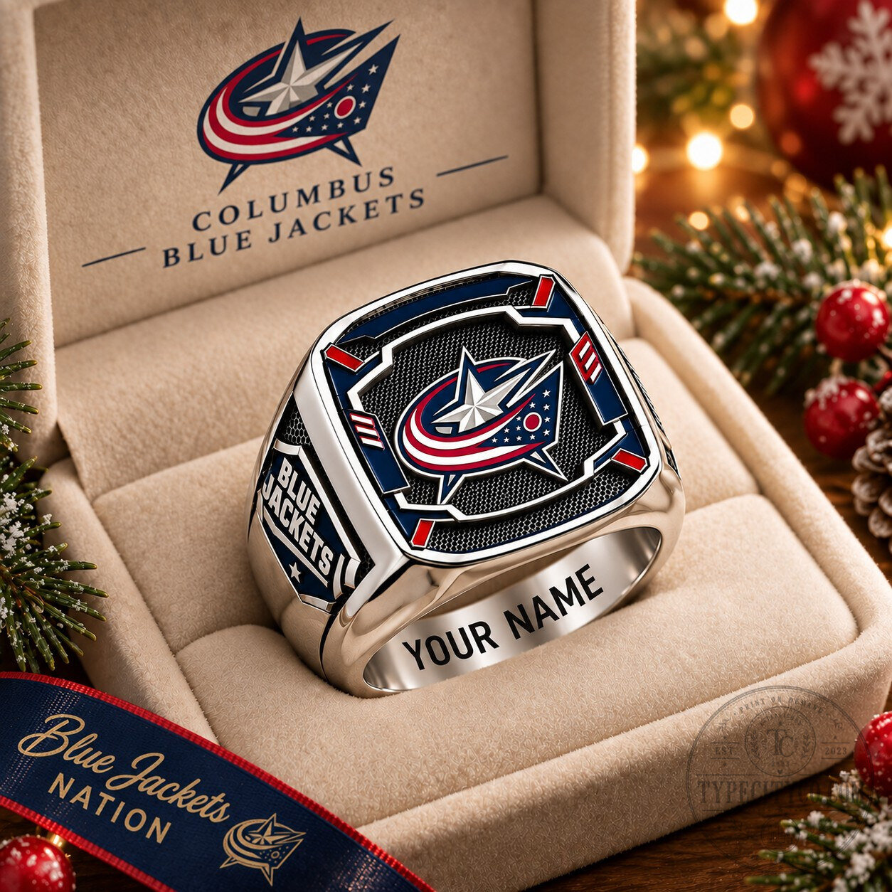 Columbus Blue Jackets NHL Team Custom Engraved Ring for Hockey Fans