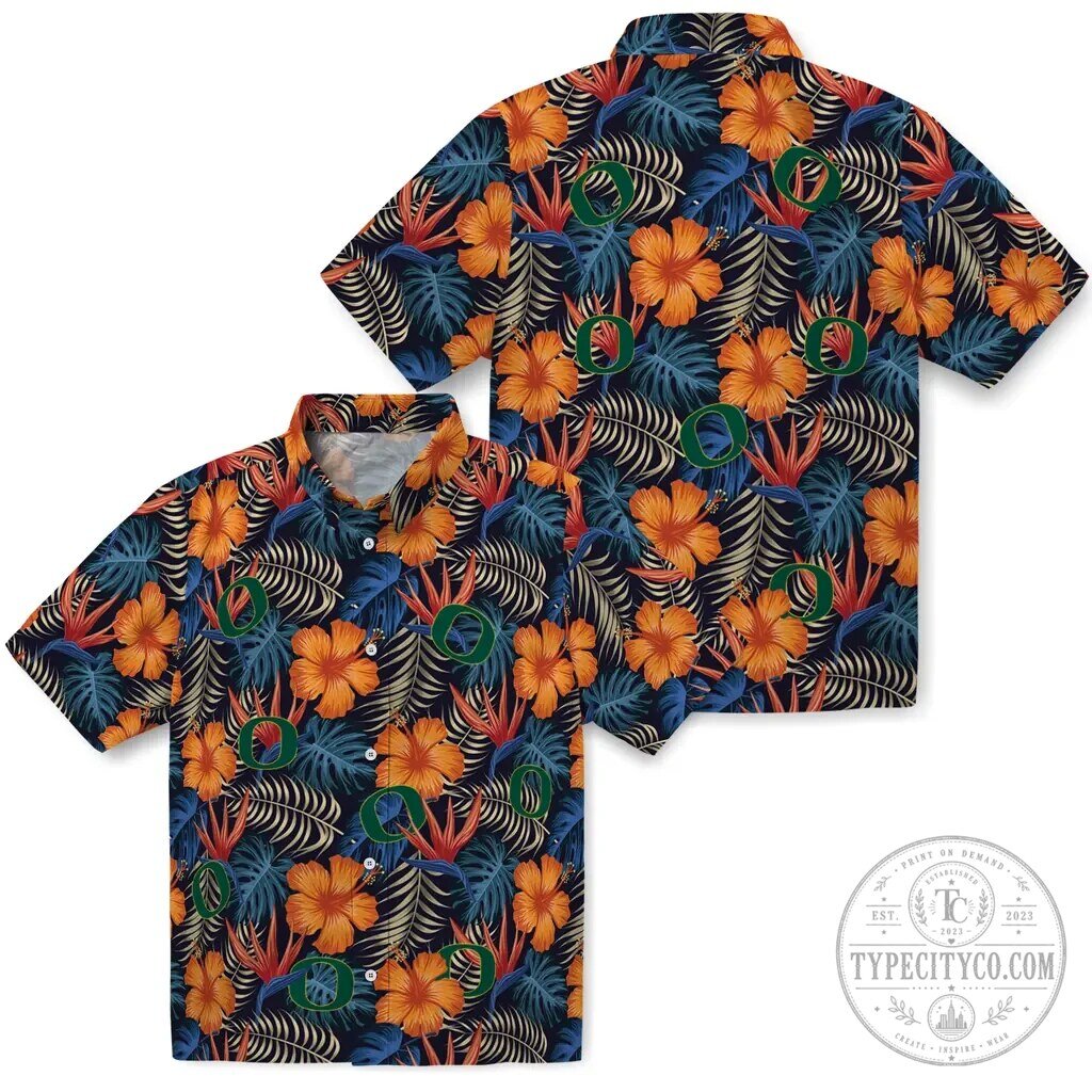Tropical Floral Summer Apparel: Oregon Ducks Hawaiian Shirt