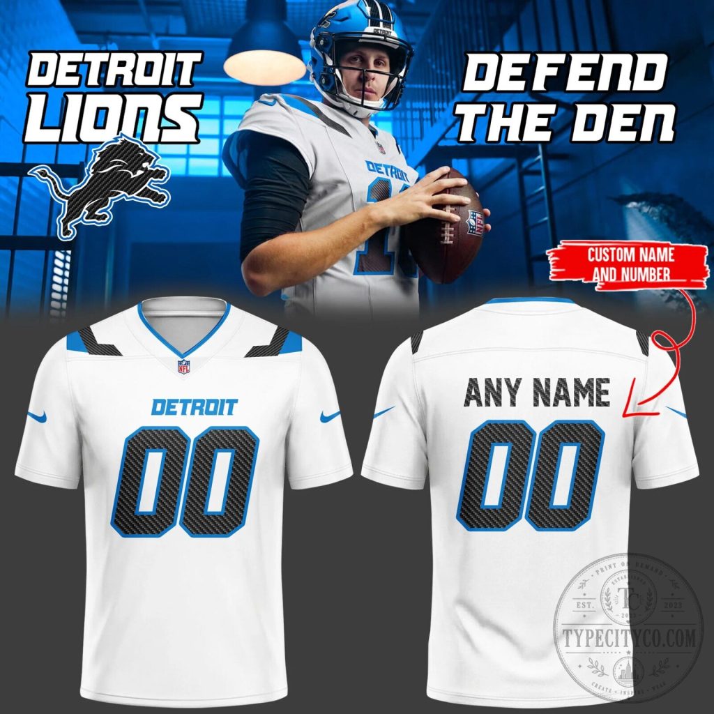 Detroit Lions Football Jersey Custom Name Number White Detroit Lions Football Jersey Custom Name Number White