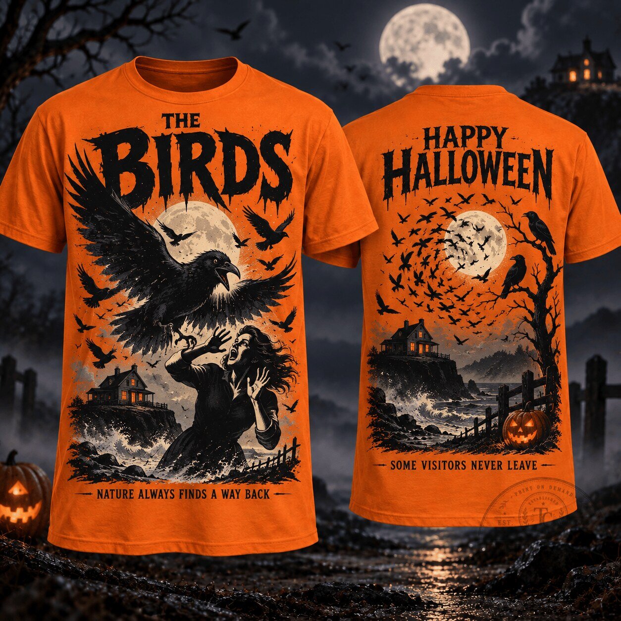 The Birds Horror Movie Halloween Graphic T-Shirt 1 The Birds Horror Movie Halloween Graphic T-Shirt