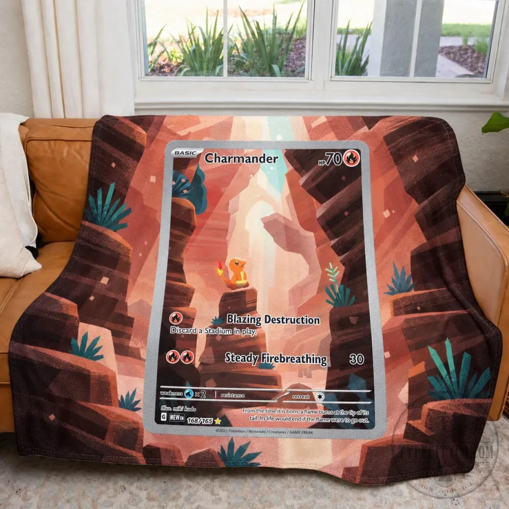 Charmander VMAX Pokemon Extended Artwork Fleece Blanket Charmander VMAX Pokemon Extended Artwork Fleece Blanket