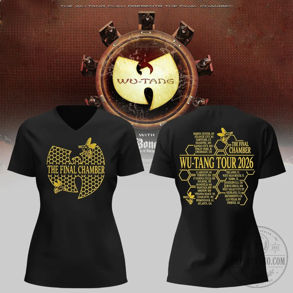 Wu-Tang Clan The Final Chamber Tour 2026 North America V-Neck T-Shirt Wu-Tang Clan The Final Chamber Tour 2026 North America V-Neck T-Shirt