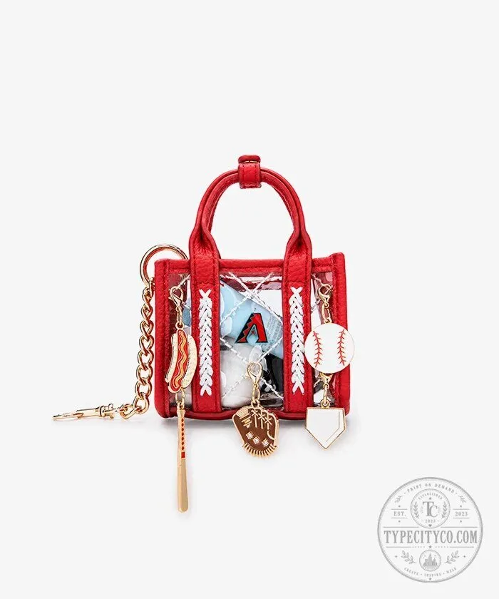 Arizona Diamondbacks Clear Mini Tote Bag Charm with Baseball Bat and Glove 14 Arizona Diamondbacks Clear Mini Tote Bag Charm with Baseball Bat and Glove