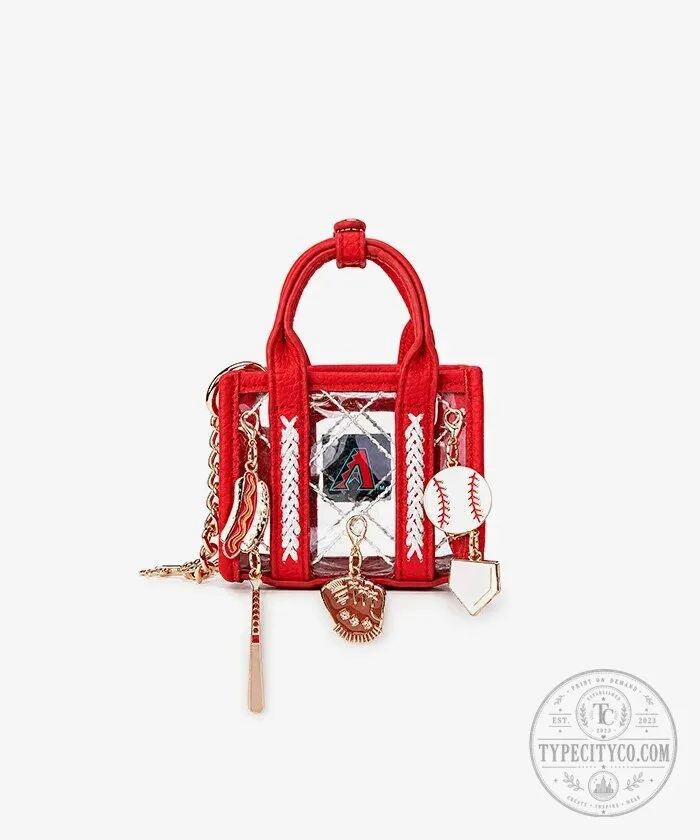 Arizona Diamondbacks Clear Mini Tote Bag Charm with Baseball Bat and Glove