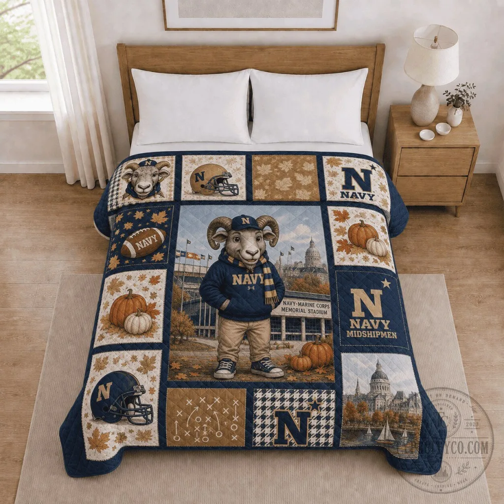 Navy Midshipmen Football Team Quilted Blanket for Bedding Navy Midshipmen Football Team Quilted Blanket for Bedding
