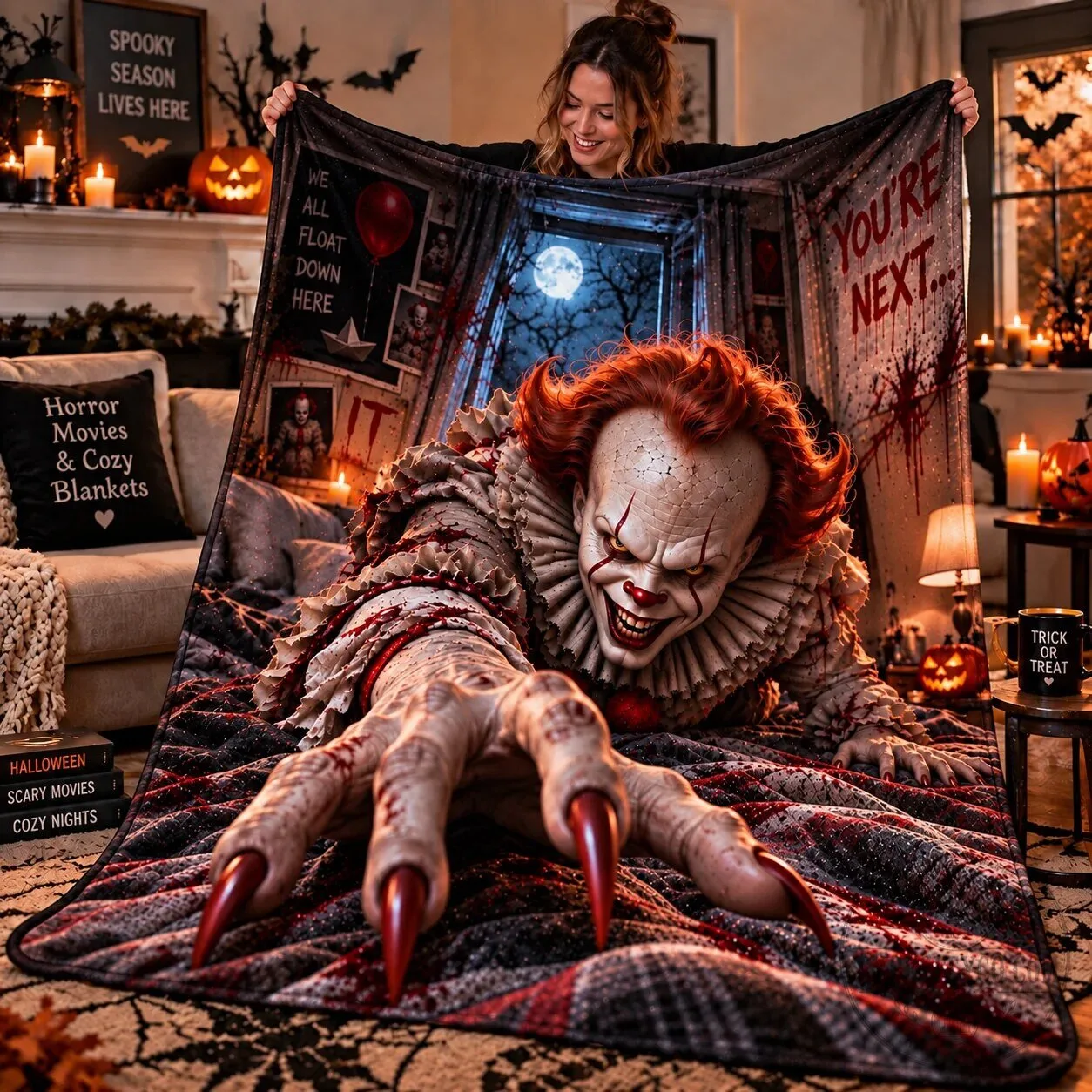 Pennywise It Horror Movie Halloween Fleece Blanket