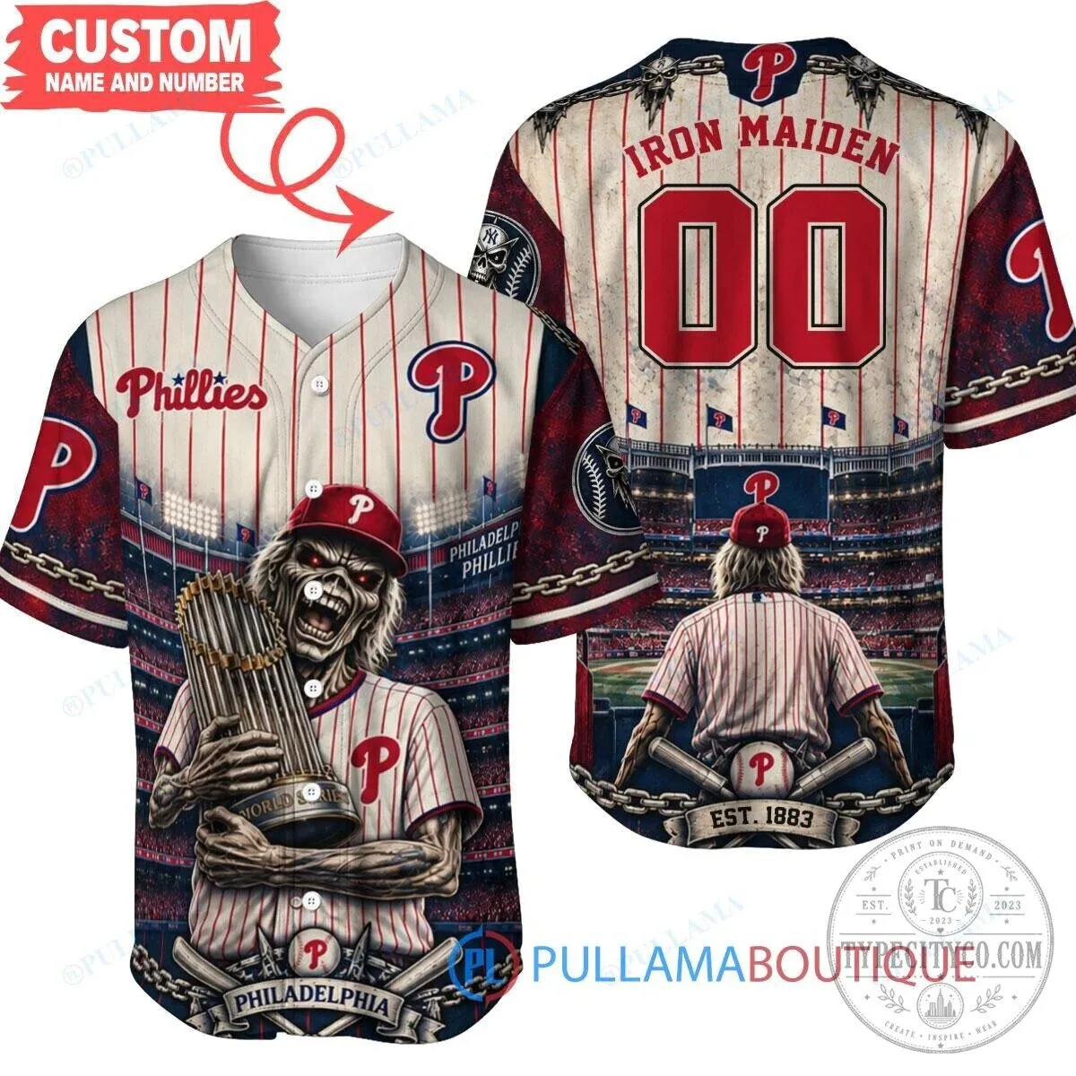 Philadelphia Phillies Iron Maiden World Series Baseball Jersey