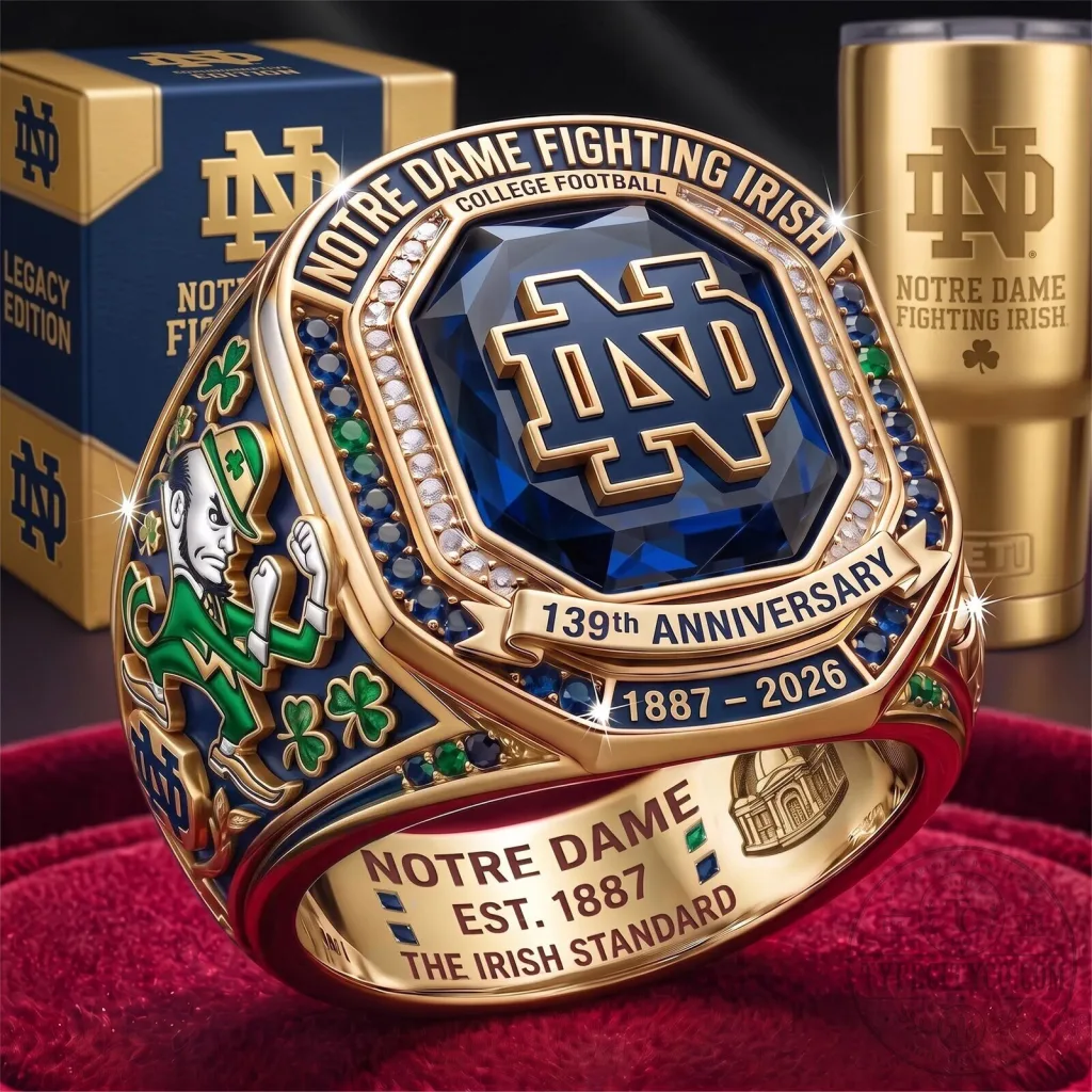 Notre Dame Fighting Irish College Football 139th Anniversary Gold Ring Notre Dame Fighting Irish College Football 139th Anniversary Gold Ring