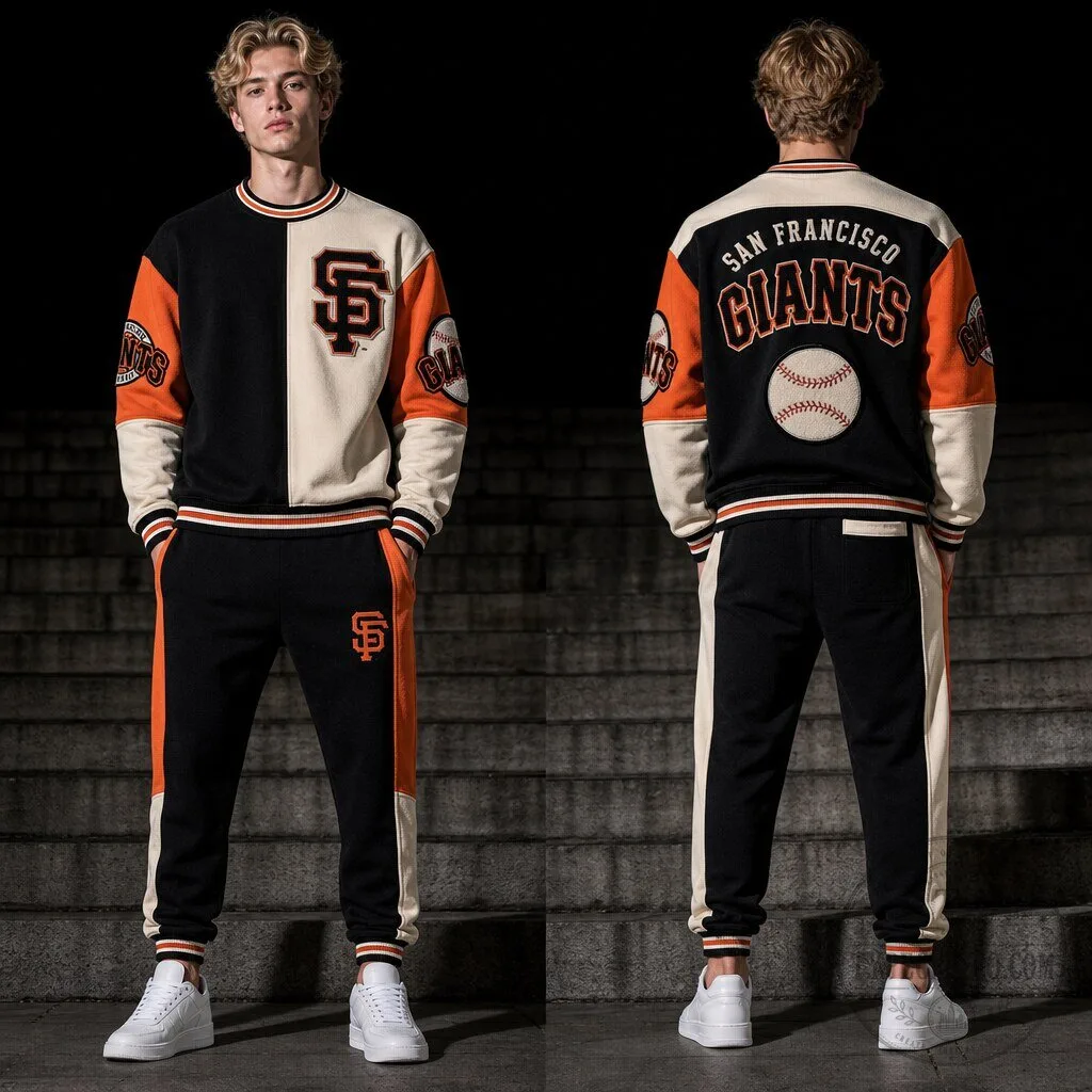 San Francisco Giants Baseball Team Logo Black and Orange Sweatshirt Set