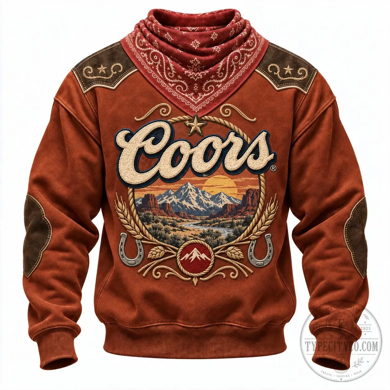Coors Beer Western Cowboy Mountain Landscape Sweatshirt