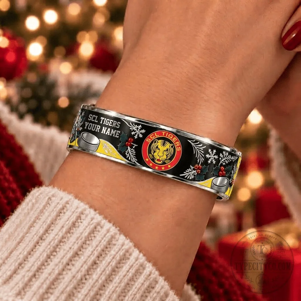 SCL Tigers National League Christmas Hockey Bracelet Custom Name Gift