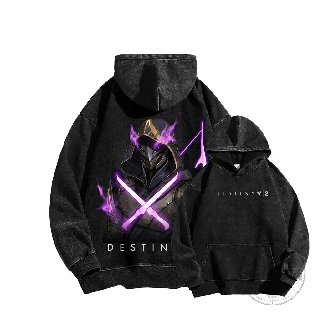 Destiny 2 Video Game Character Hunter Class Washed Black Hoodie