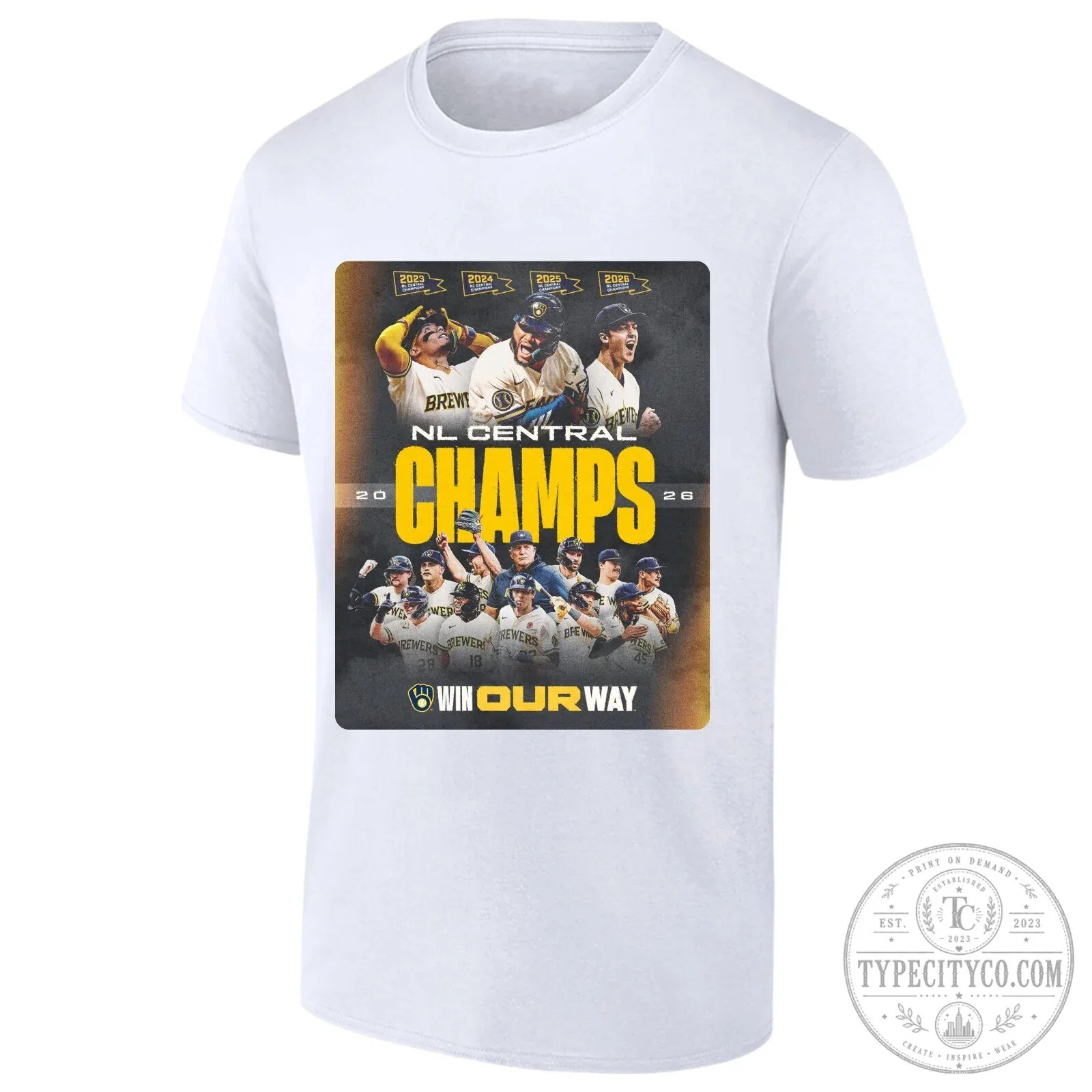 Milwaukee Brewers 2026 National League Central Champs Black T-Shirt 11 Milwaukee Brewers 2026 National League Central Champs Black T-Shirt