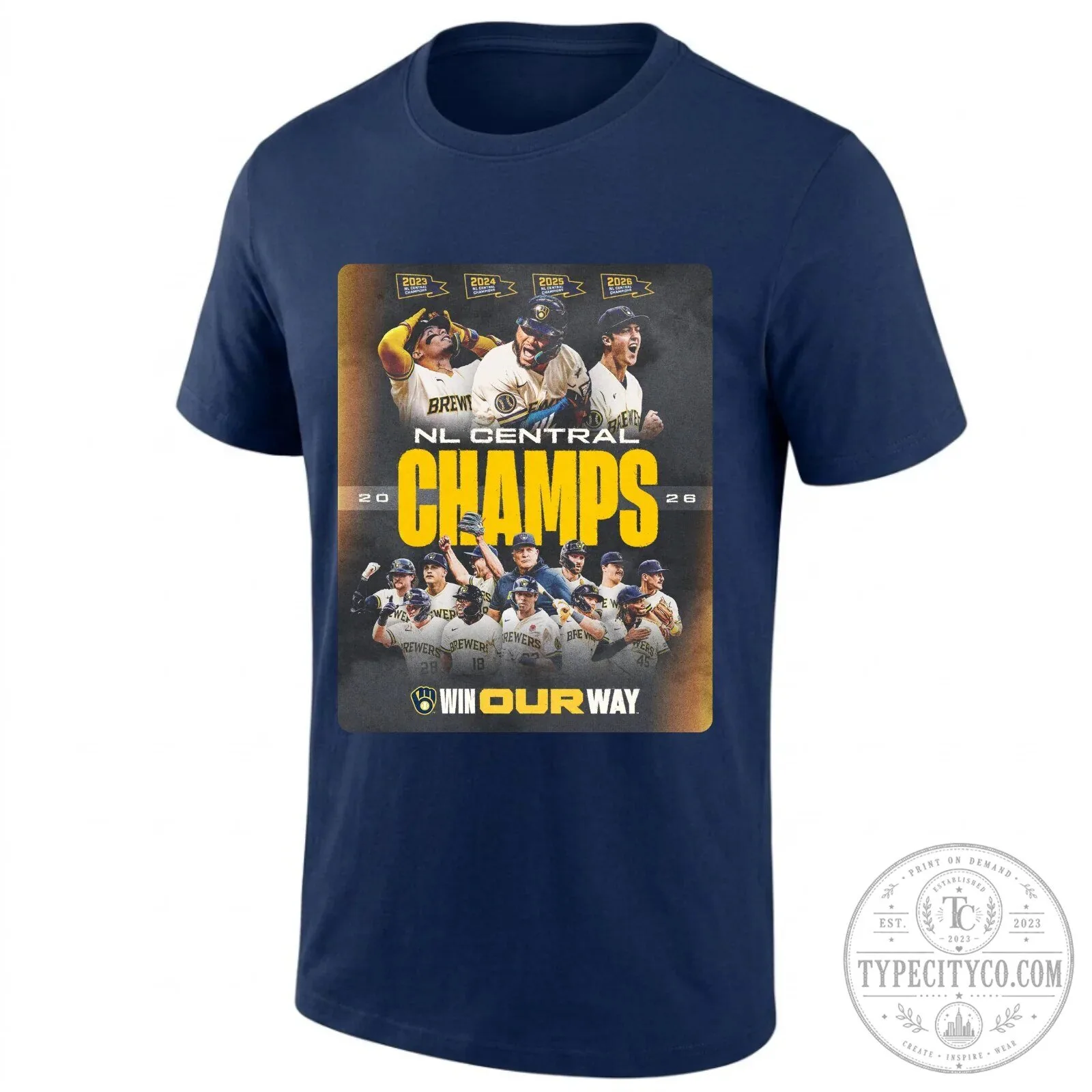 Milwaukee Brewers 2026 National League Central Champs Black T-Shirt 12 Milwaukee Brewers 2026 National League Central Champs Black T-Shirt