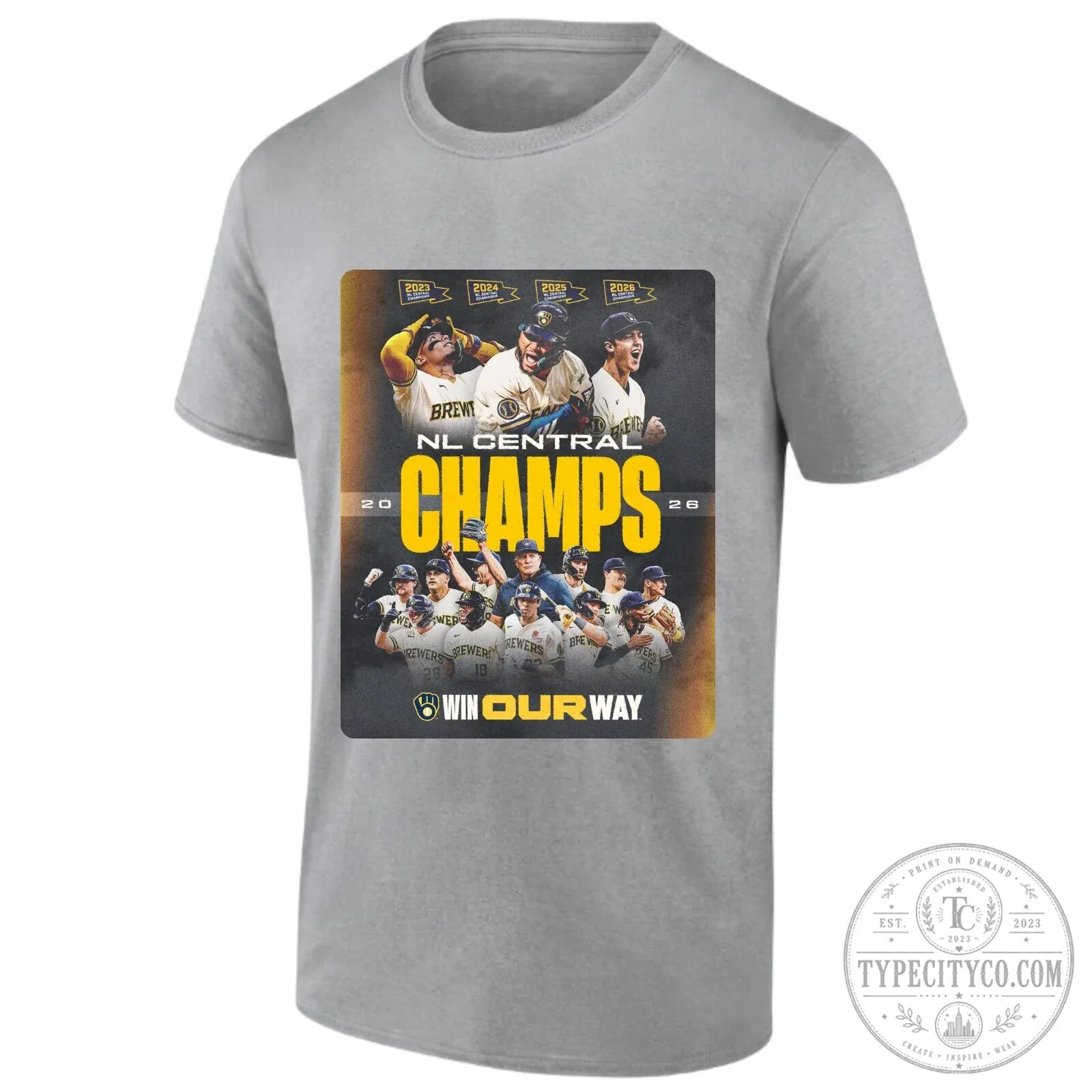 Milwaukee Brewers 2026 National League Central Champs Black T-Shirt 13 Milwaukee Brewers 2026 National League Central Champs Black T-Shirt