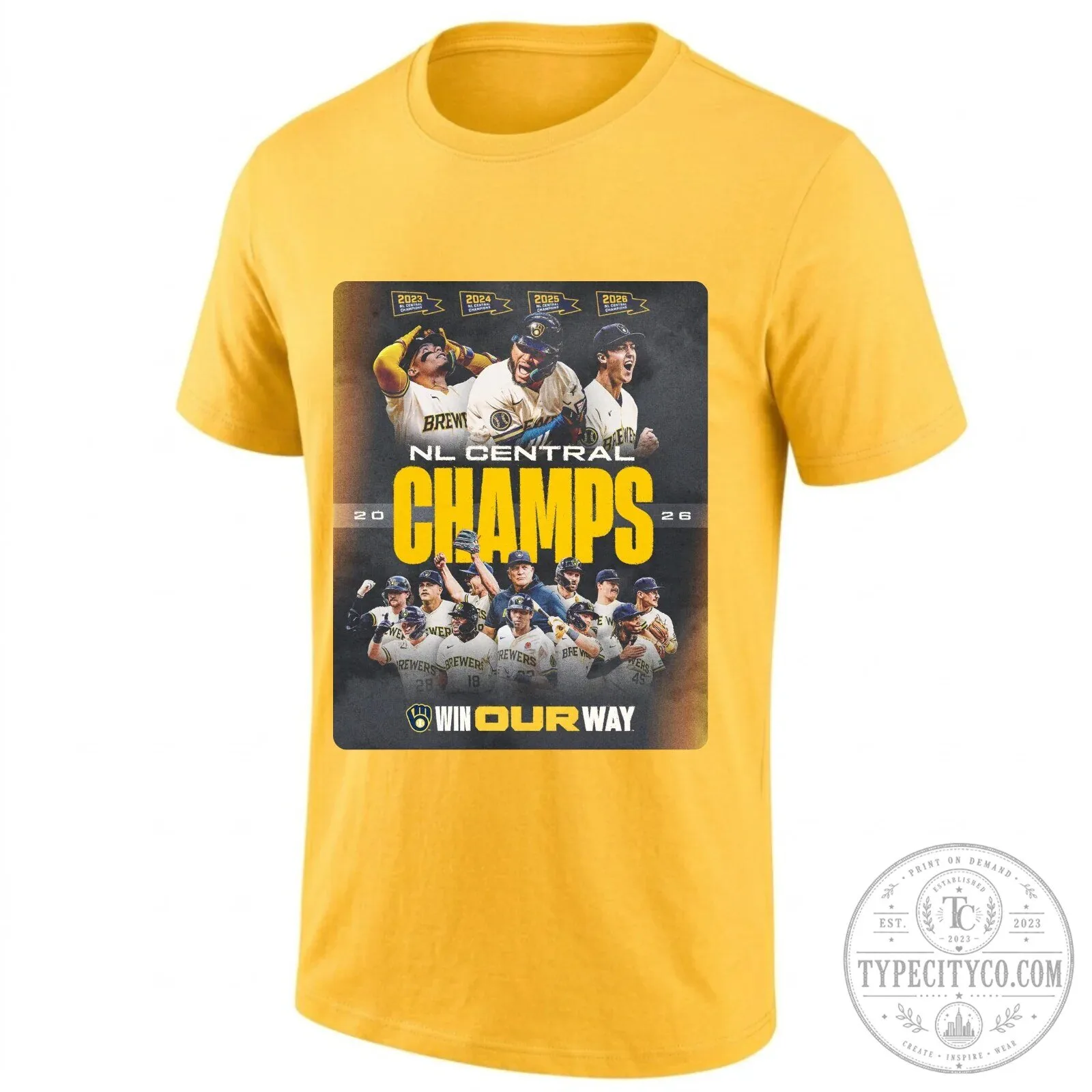 Milwaukee Brewers 2026 National League Central Champs Black T-Shirt 15 Milwaukee Brewers 2026 National League Central Champs Black T-Shirt