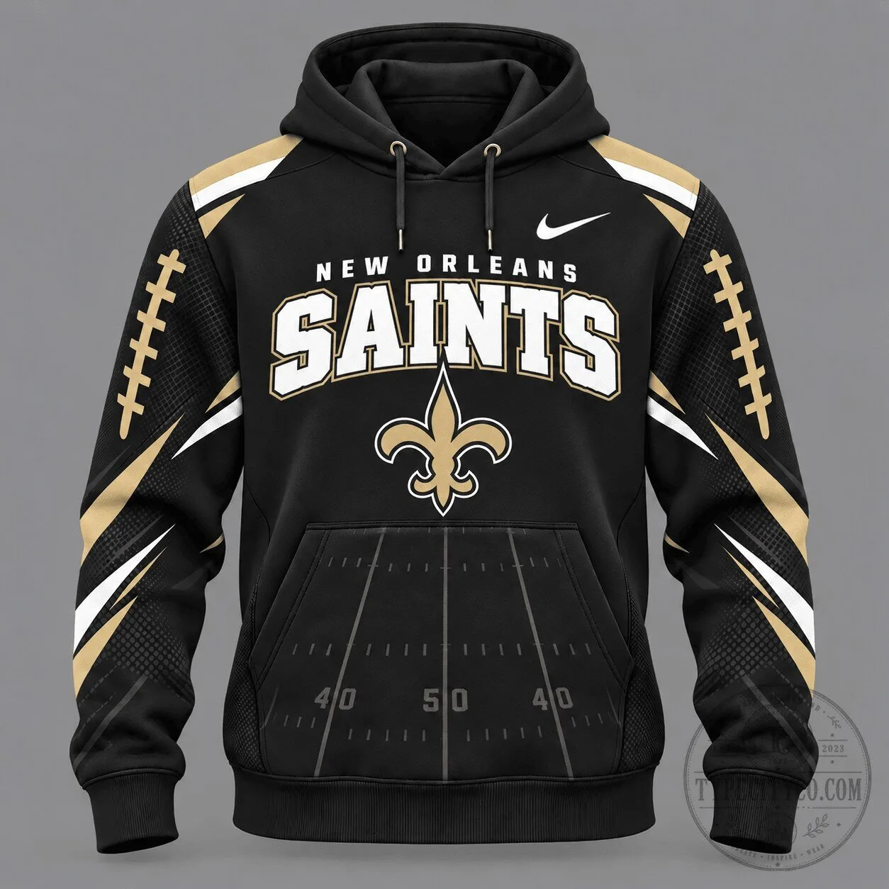 New Orleans Saints Football Team Black and Gold Game Day Hoodie
