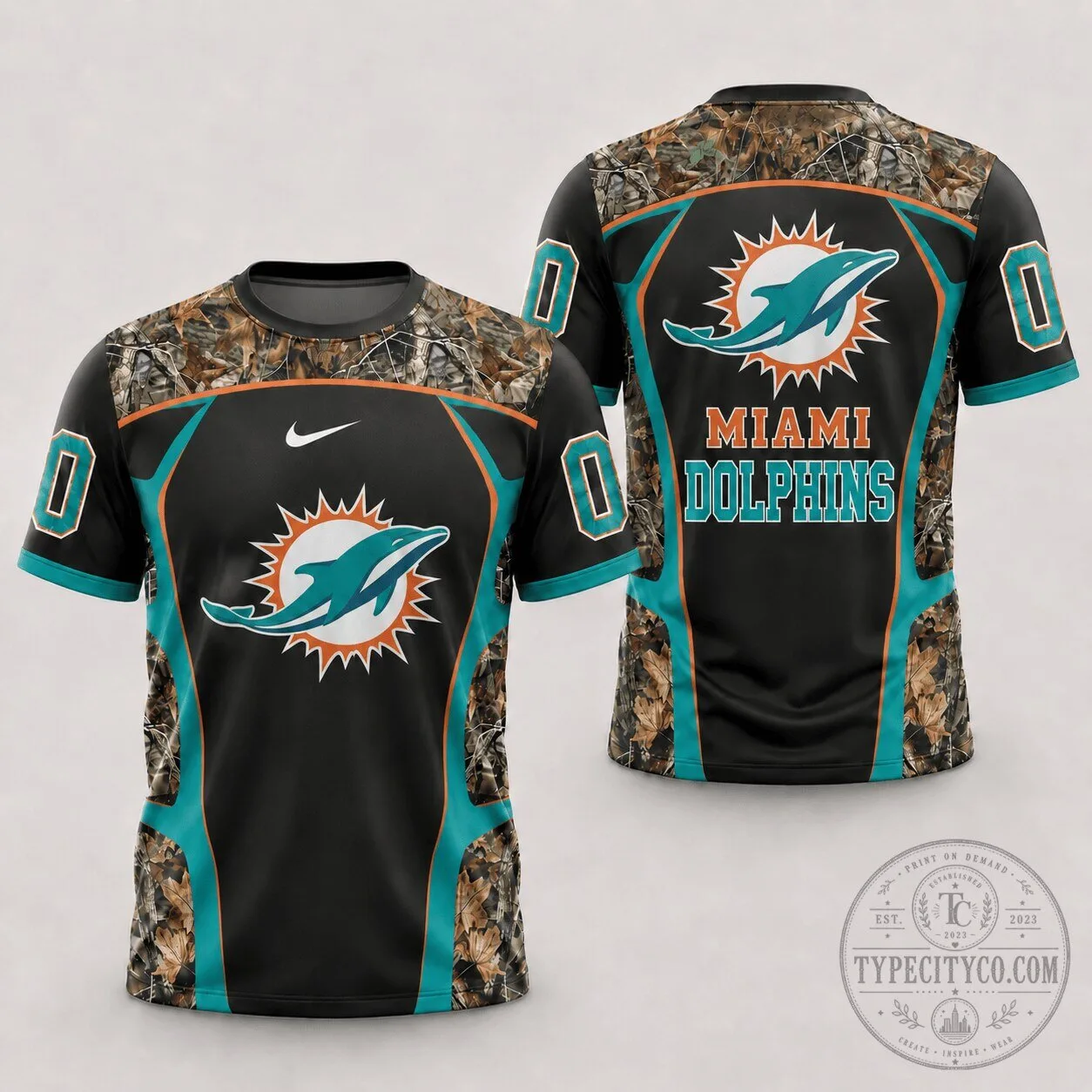 Miami Dolphins Shirt Premium NFL Hunting Camouflage 3D T-Shirt