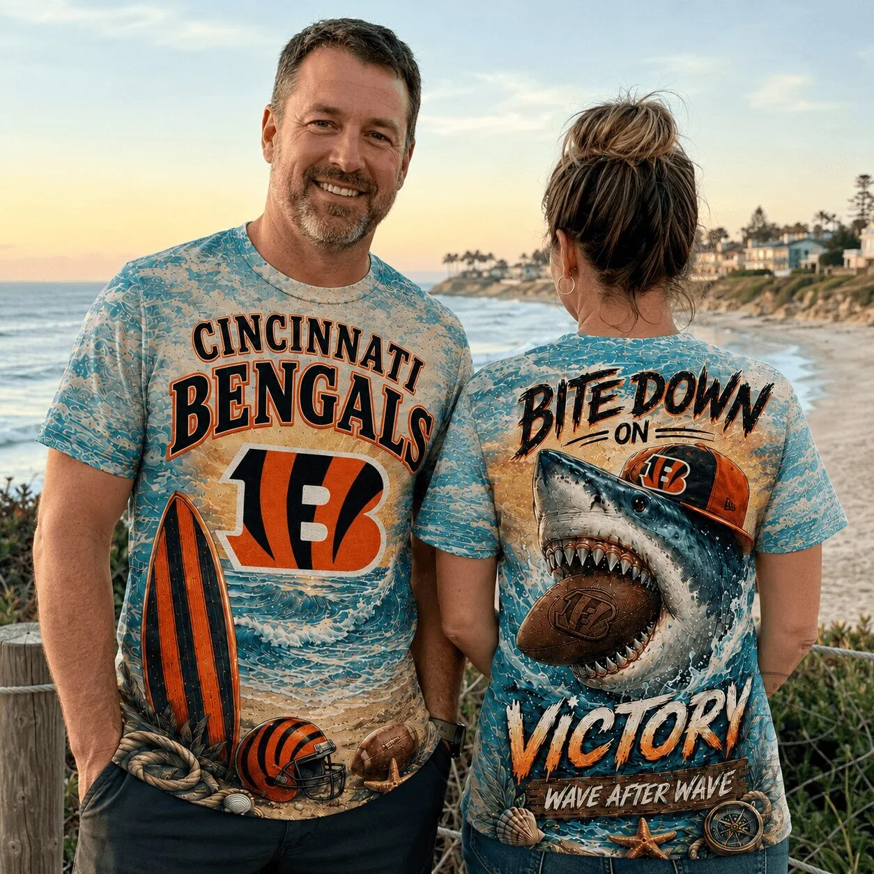 Cincinnati Bengals Football Team Tropical Beach Summer T-Shirt