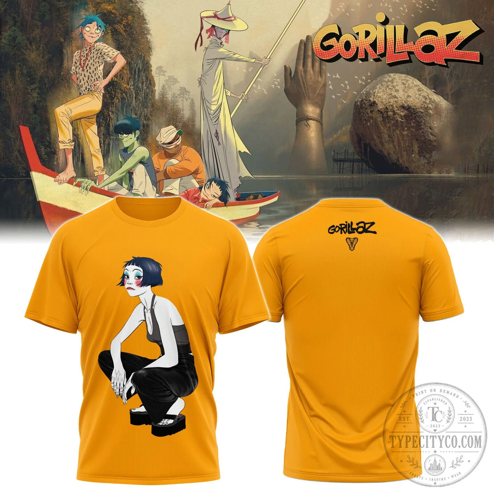 Gorillaz Noodle Character Art Graphic Print Short Sleeve T-Shirt
