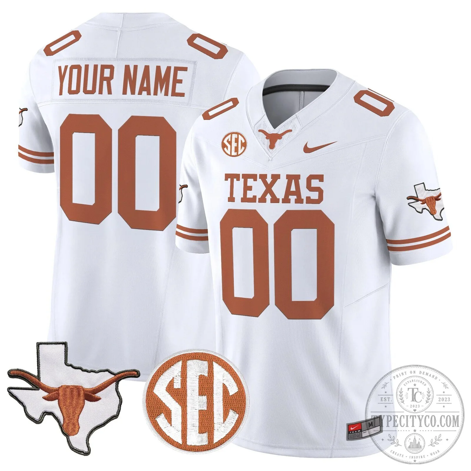 Texas State Longhorns Football Team Custom Jersey with SEC Patch 11 Texas State Longhorns Football Team Custom Jersey with SEC Patch