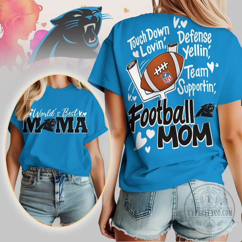 Carolina Panthers Football Mama T-Shirt, World's Best Mom Mother's Day Gift