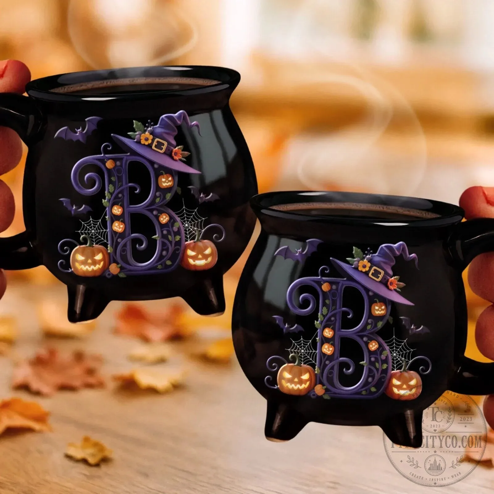 Personalized Halloween Witch Cauldron Coffee Mug with Initial B Design 14 Personalized Halloween Witch Cauldron Coffee Mug with Initial B Design