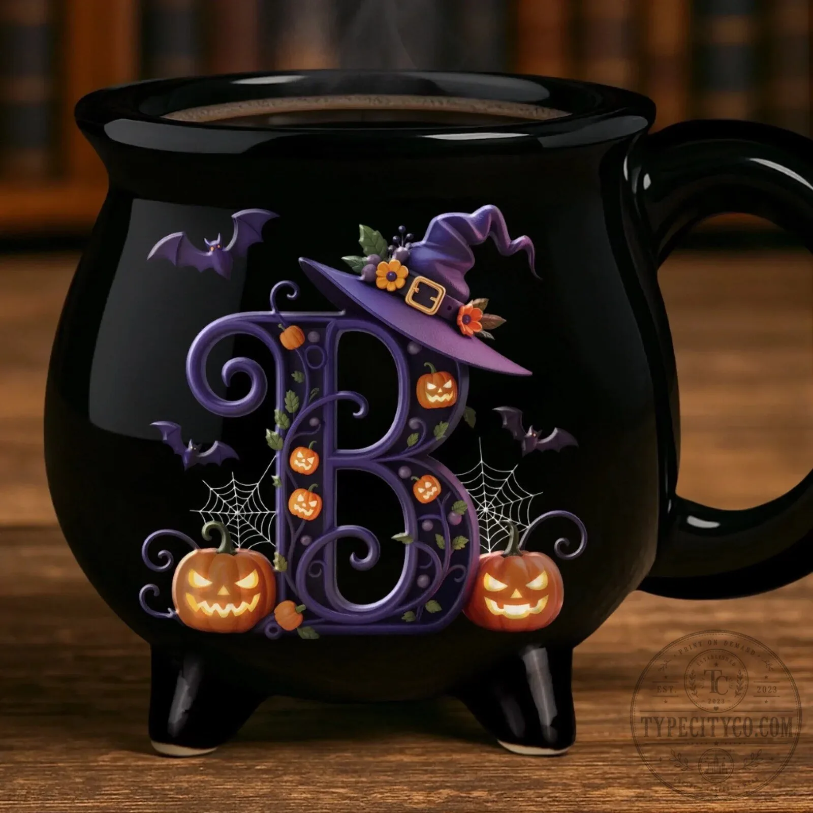 Personalized Halloween Witch Cauldron Coffee Mug with Initial B Design 15 Personalized Halloween Witch Cauldron Coffee Mug with Initial B Design
