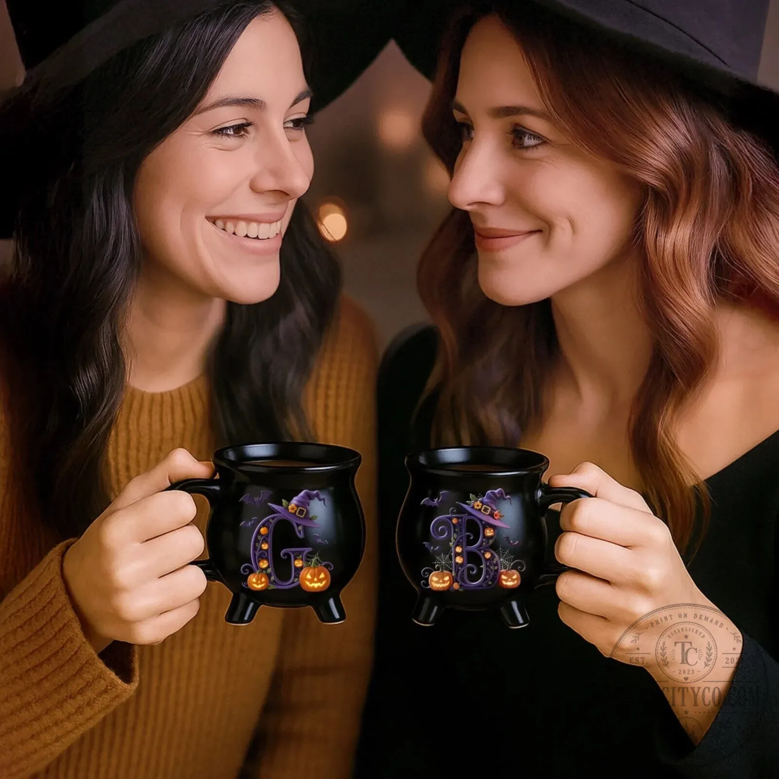 Personalized Halloween Witch Cauldron Coffee Mug with Initial B Design 17 Personalized Halloween Witch Cauldron Coffee Mug with Initial B Design
