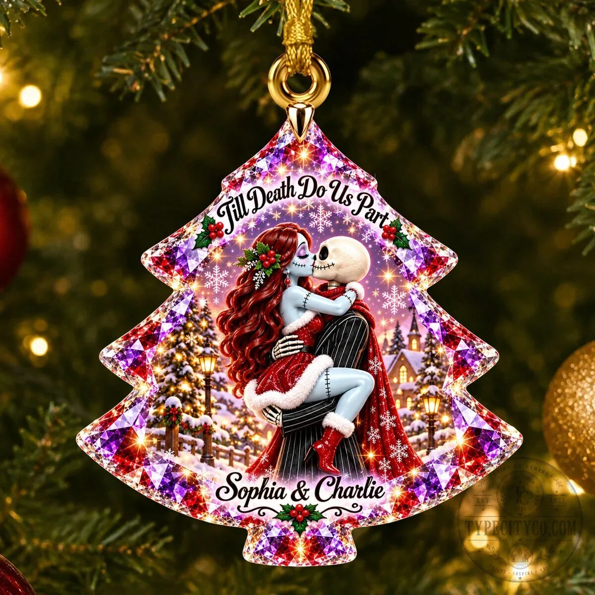 Nightmare Before Christmas Jack and Sally Till Death Do Us Part Christmas Tree Ornament