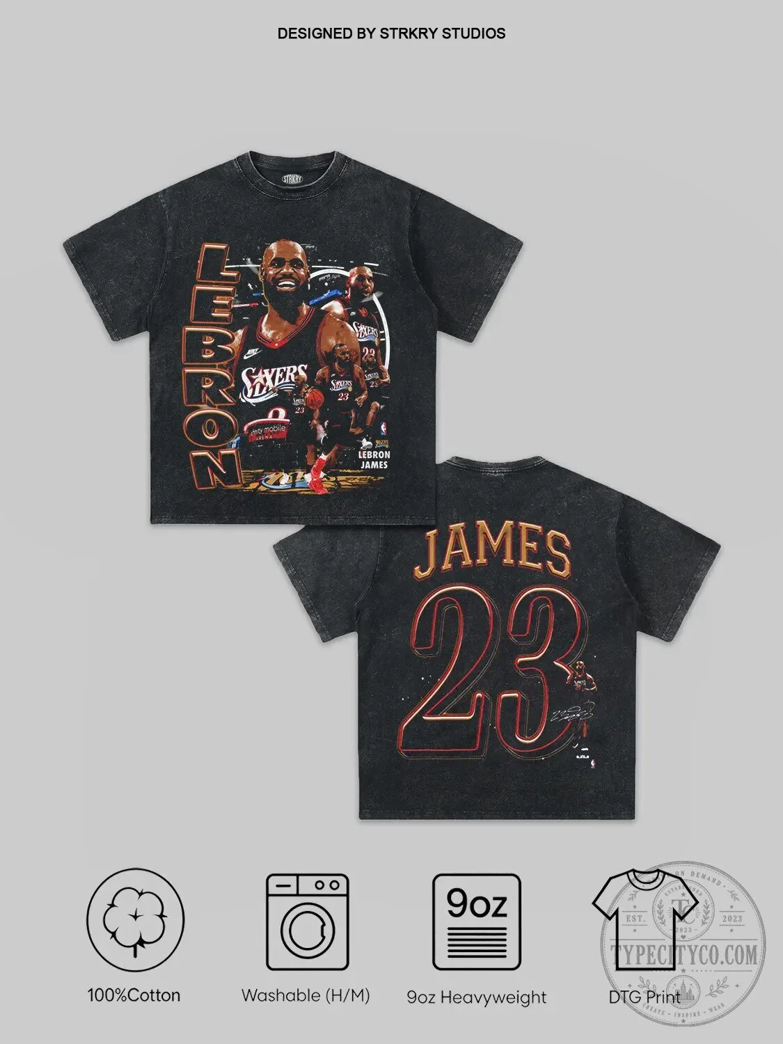 Philadelphia 76ers Graphic T-Shirt featuring LeBron James for Basketball Fans
